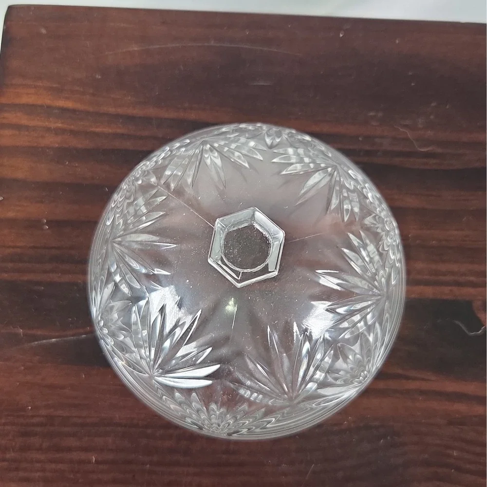 CRISTAL D'ARQUES Clear Crystal Egg Shaped Pedestal Base Candy Dish Lid